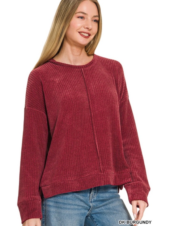 Zenana Outfitters Tops - 363 1 left ❤️ Zenana CHENILLE WAFFLE CENTER
SEAM SWEATER